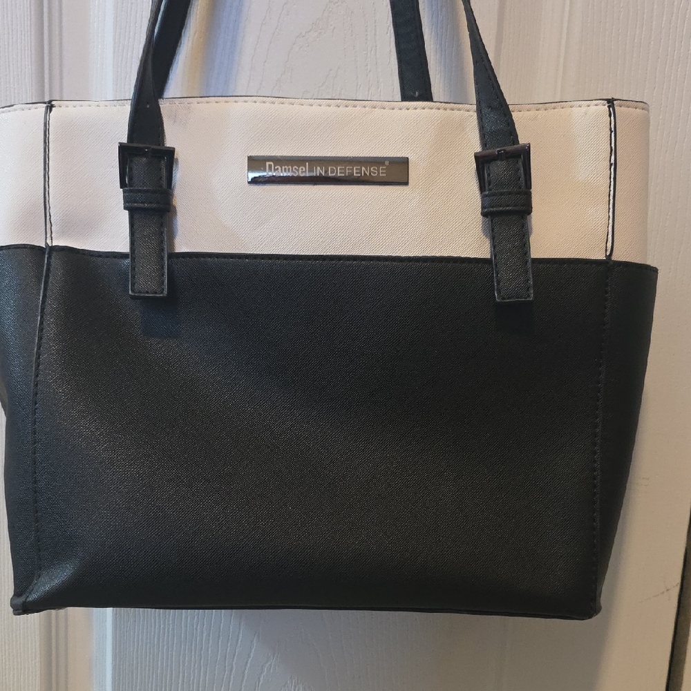 Damsel in Defense Black and White Tote Bag